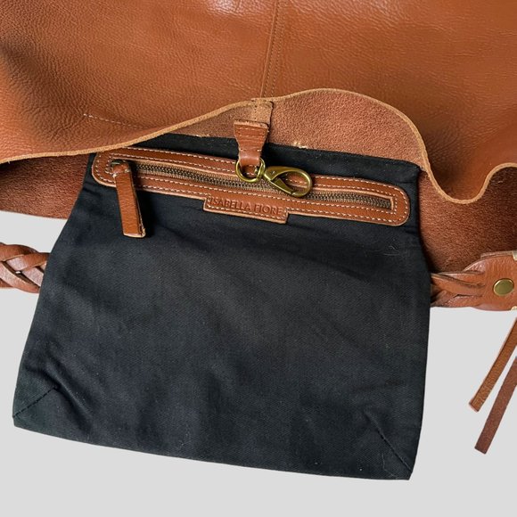 Isabella Fiore Mary Artisanal Braid Leather Hobo Large Handbag in Cognac - Picture 9 of 9